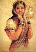 Raja Ravi Varma The Milkmaid china oil painting artist